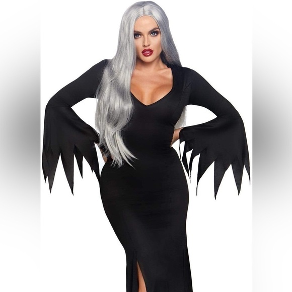 NWT - High Slit Floor Length Bodycon Gothic Dress - Black - Size: M/L - Picture 2 of 3